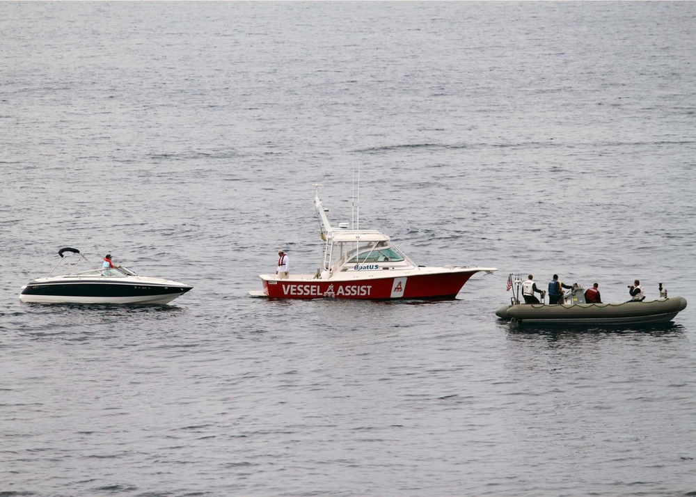 USS Dubuque sailors, Coast Guard help stranded boaters