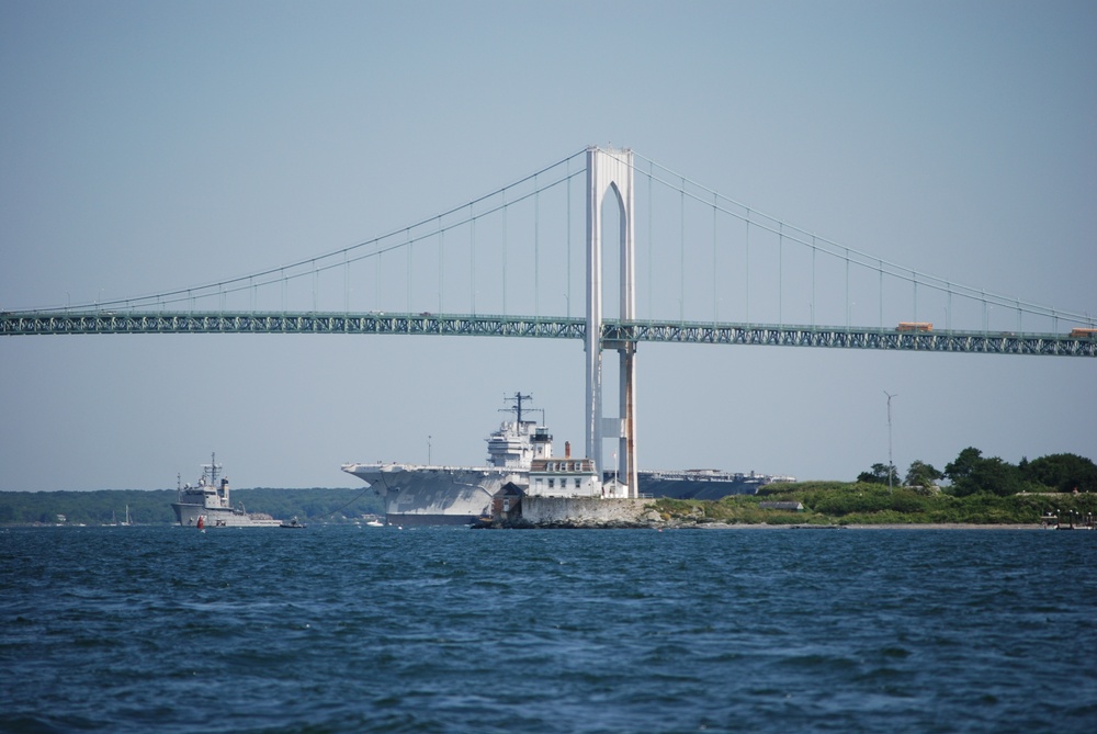 Ex-USS Forrestal departs Newport