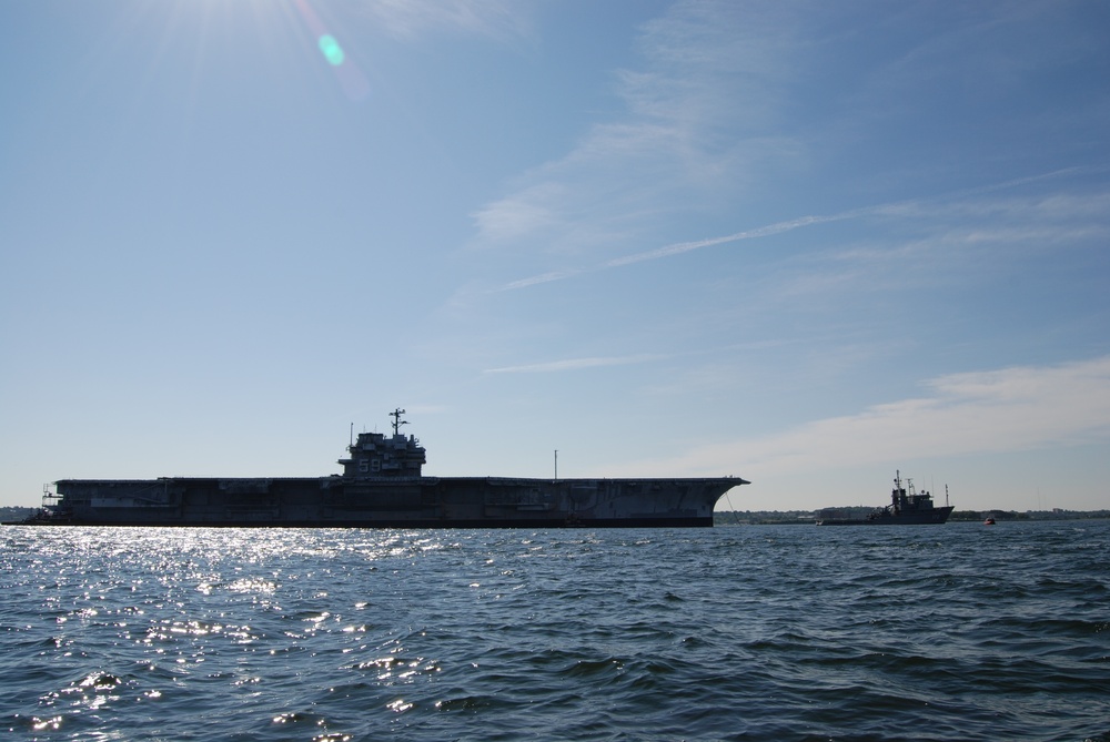 Ex-USS Forrestal departs Naval Station Newport