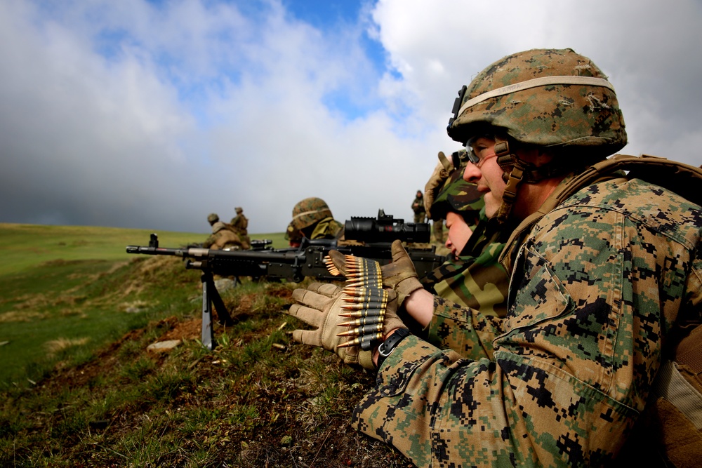 Marines with BSRF-14 make some noise in the Carpathian Mountains