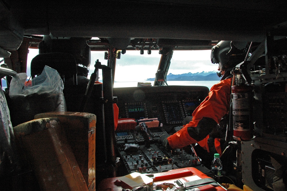 Coast Guard MH-60 Jayhawk helicopter crew conducts training flight from Sitka, Alaska