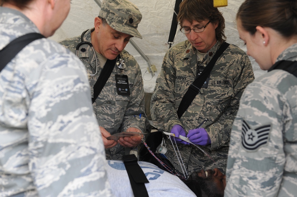Treating the injured during simulated emergency event