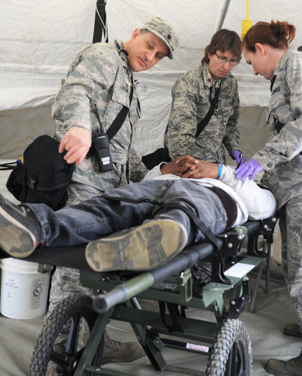 Treating the injured during simulated emergency event