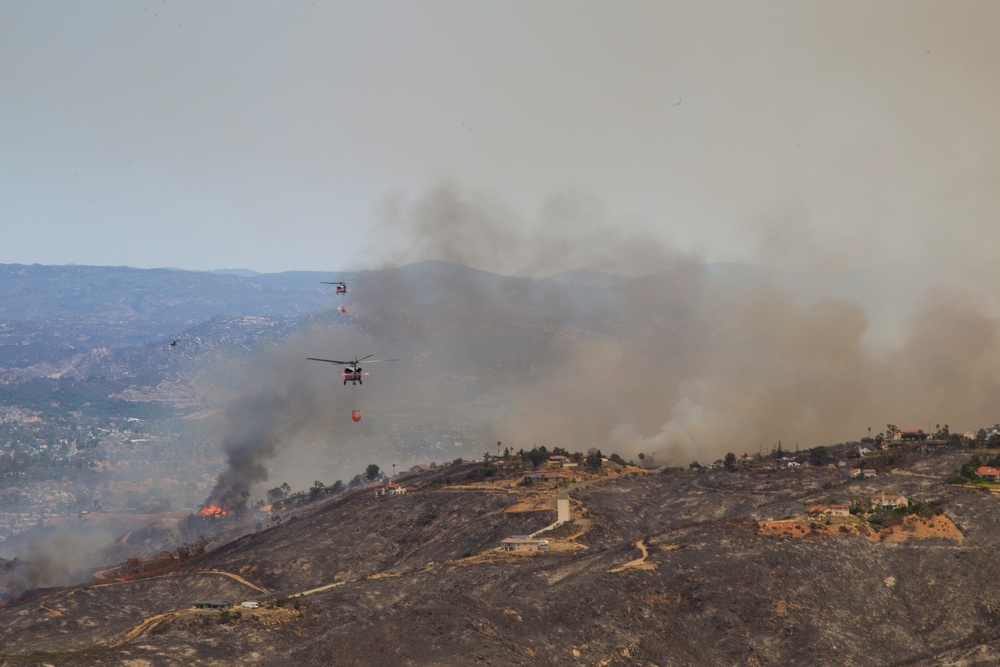 Marines help state emergency personnel fight Cocos fire in southern California