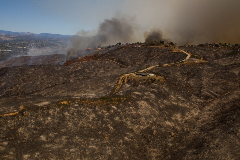 Marines help state emergency personnel fight Cocos fire in southern California