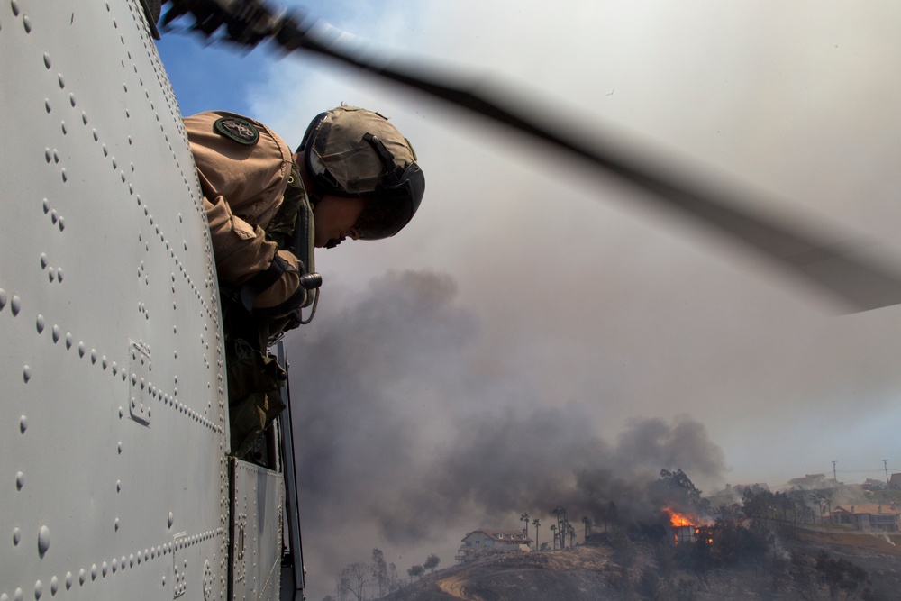 Marines help state emergency personnel fight Cocos fire in southern California