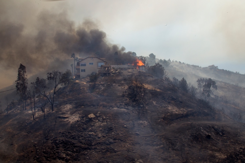 Marines help state emergency personnel fight Cocos fire in southern California