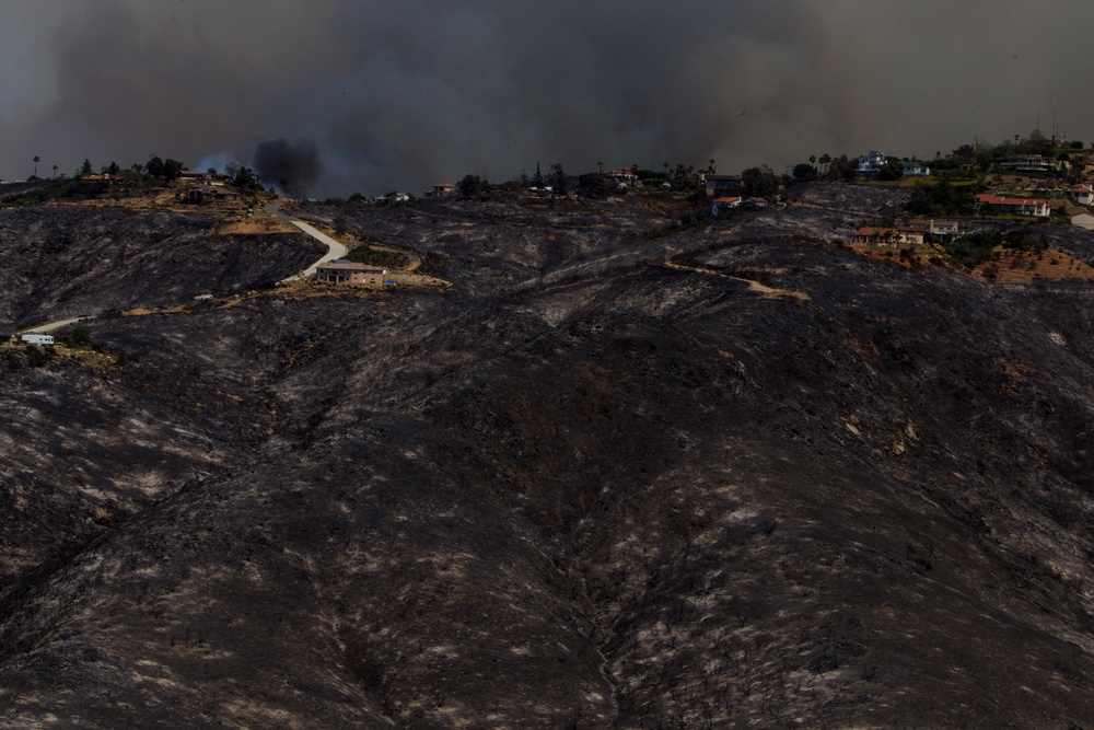 Marines help state emergency personnel fight Cocos fire in southern California