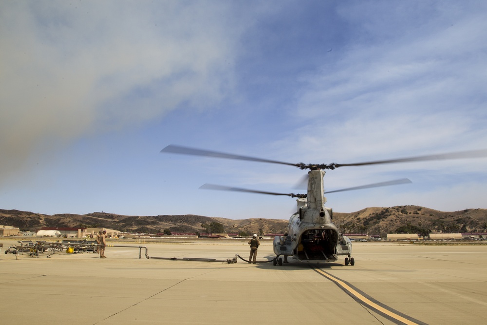 Marines help state emergency personnel fight Cocos fire in southern California