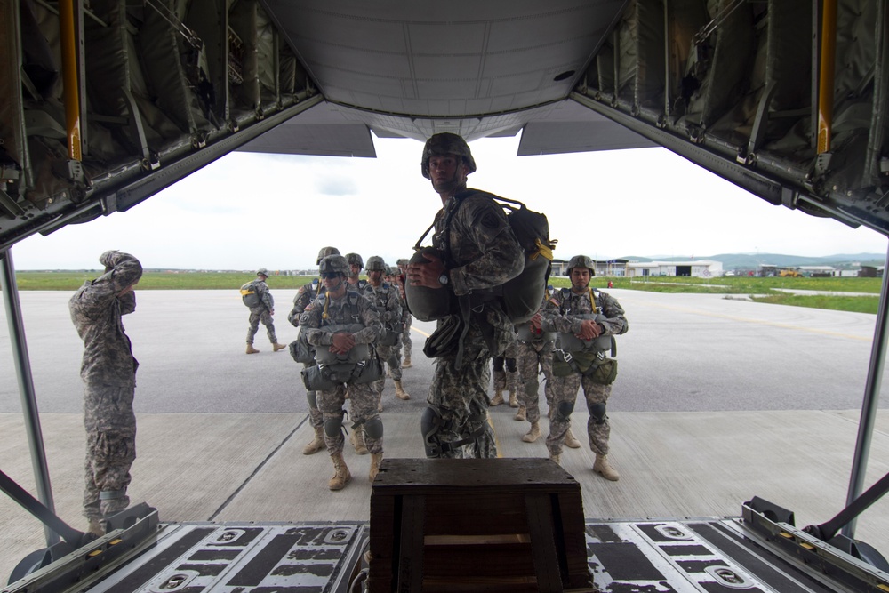 Paratroopers descend into Kosovo for training