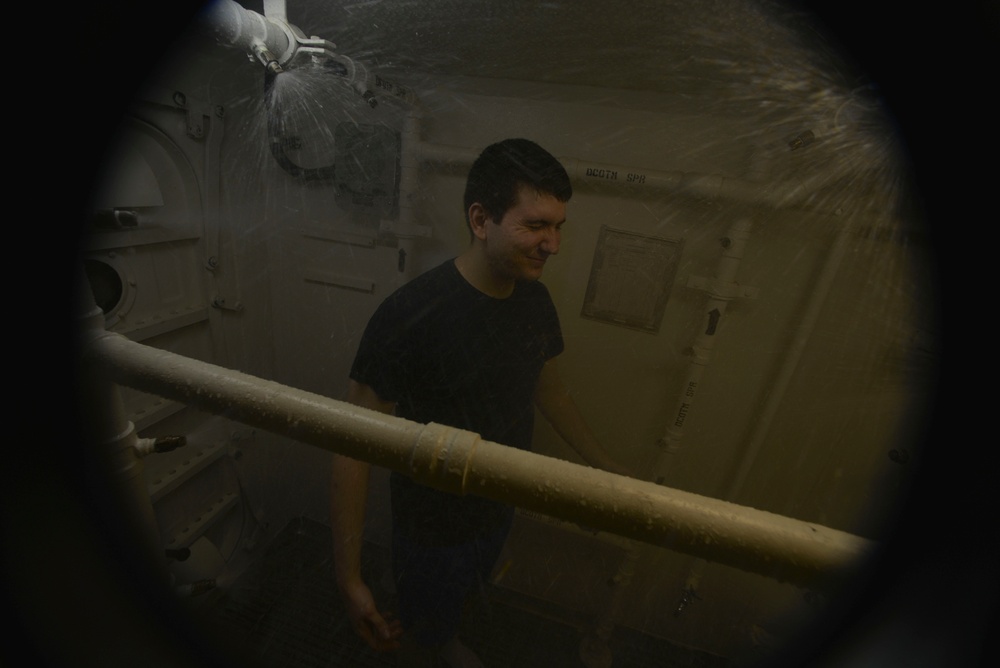USS Bataan decontamination station test