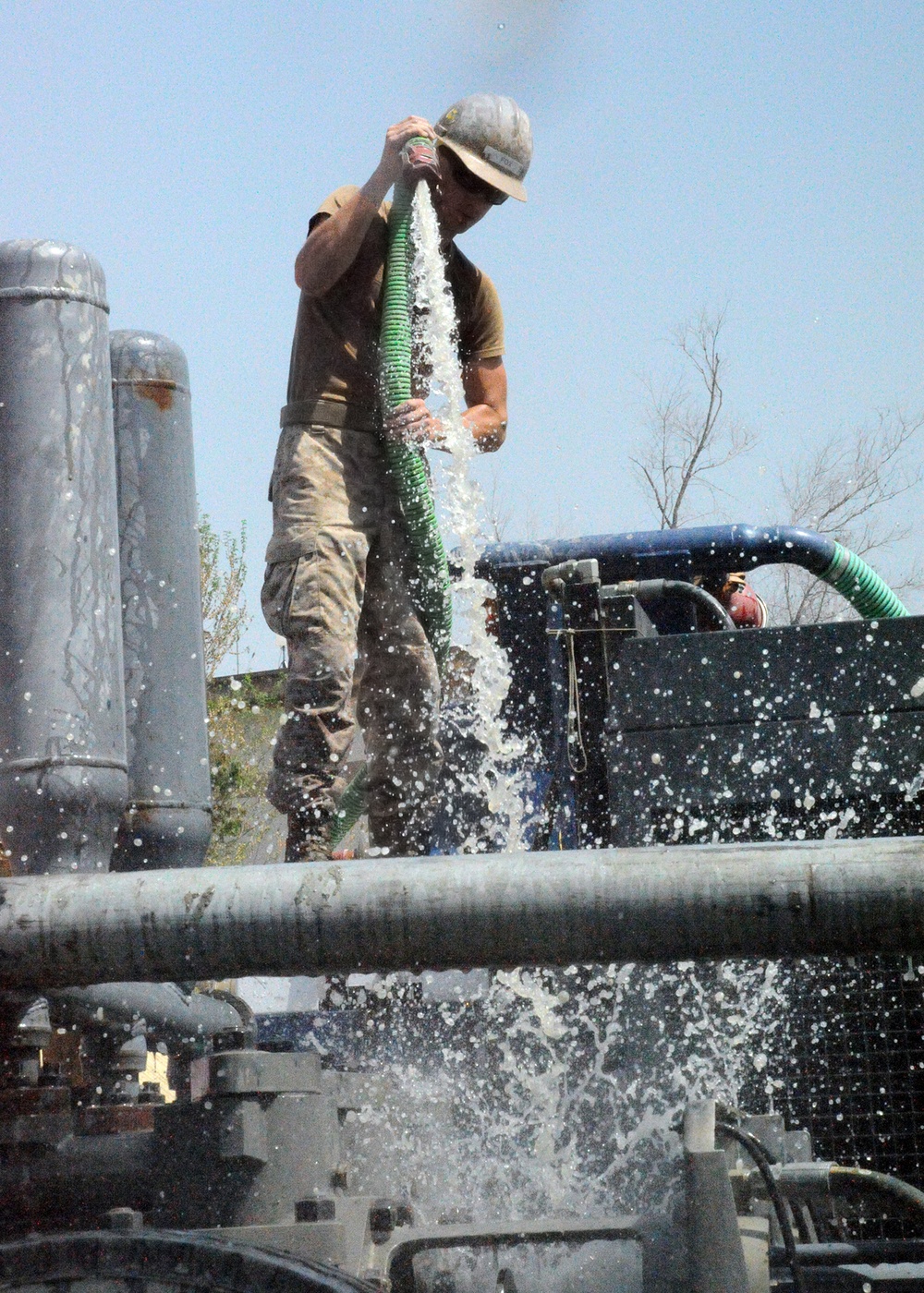 NMCB 25 water well ops at new Kabul compound