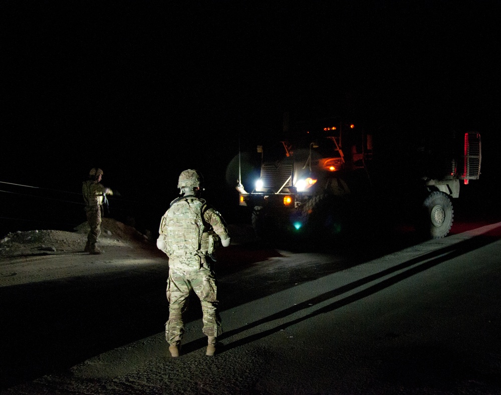Security in Afghanistan at night