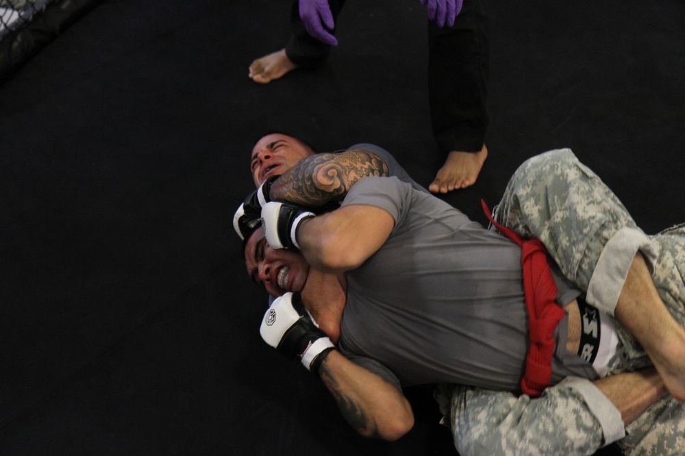 Paratroopers fight for the top prize during All American Week Combatives Tournament