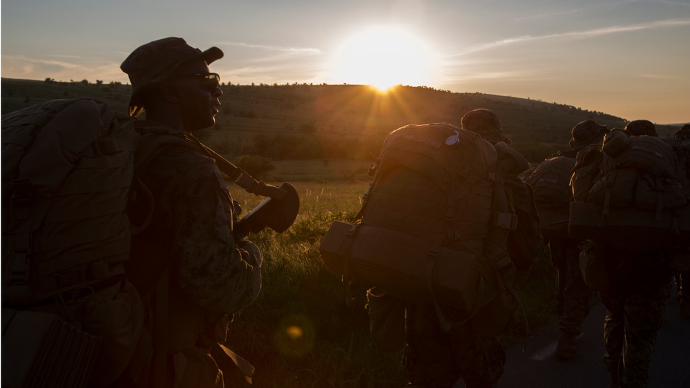 Black Sea Rotational Force Marines Hike out to Live Fire Range at Platinum Eagle