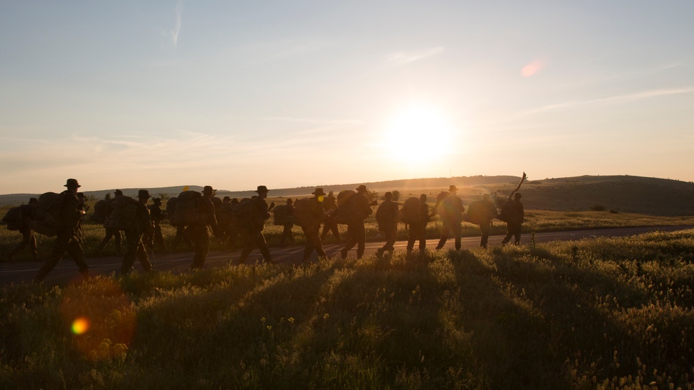 Black Sea Rotational Force Marines Hike out to Live Fire Range at Platinum Eagle