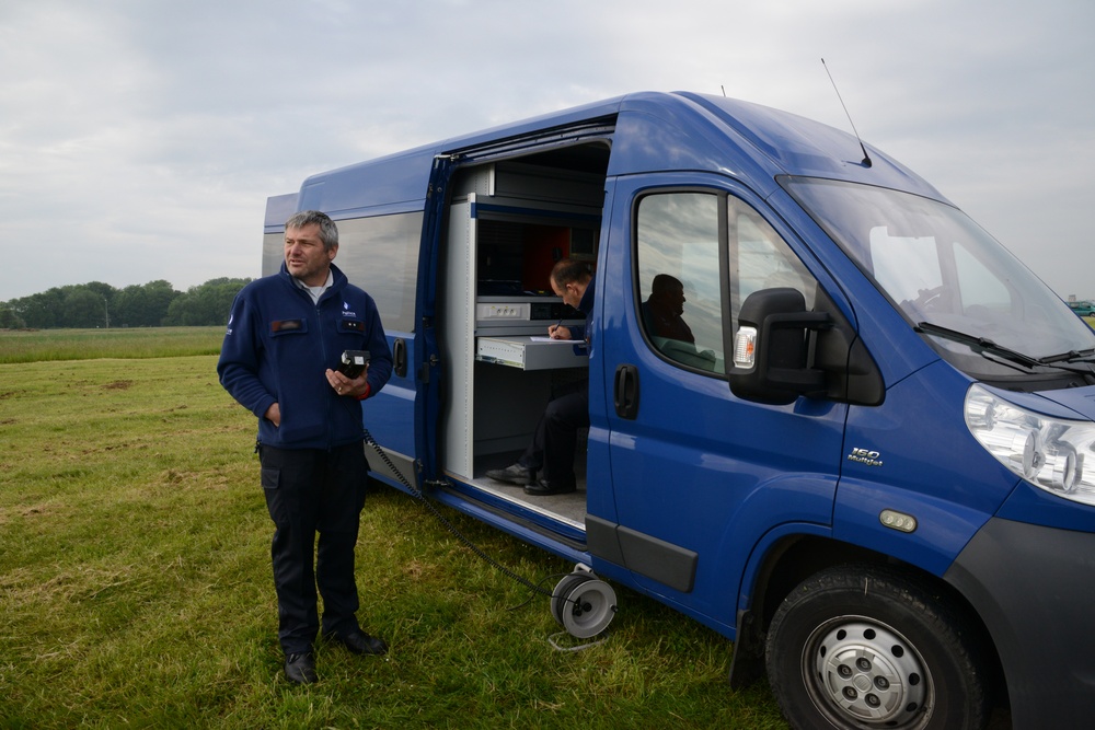 Belgian Police vehicles speed calibration on the airstrip of Chievres Air Base