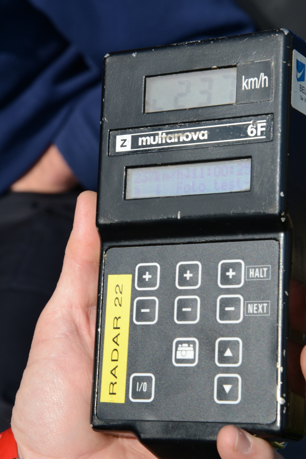 Belgian Police vehicles speed calibration on the airstrip of Chievres Air Base