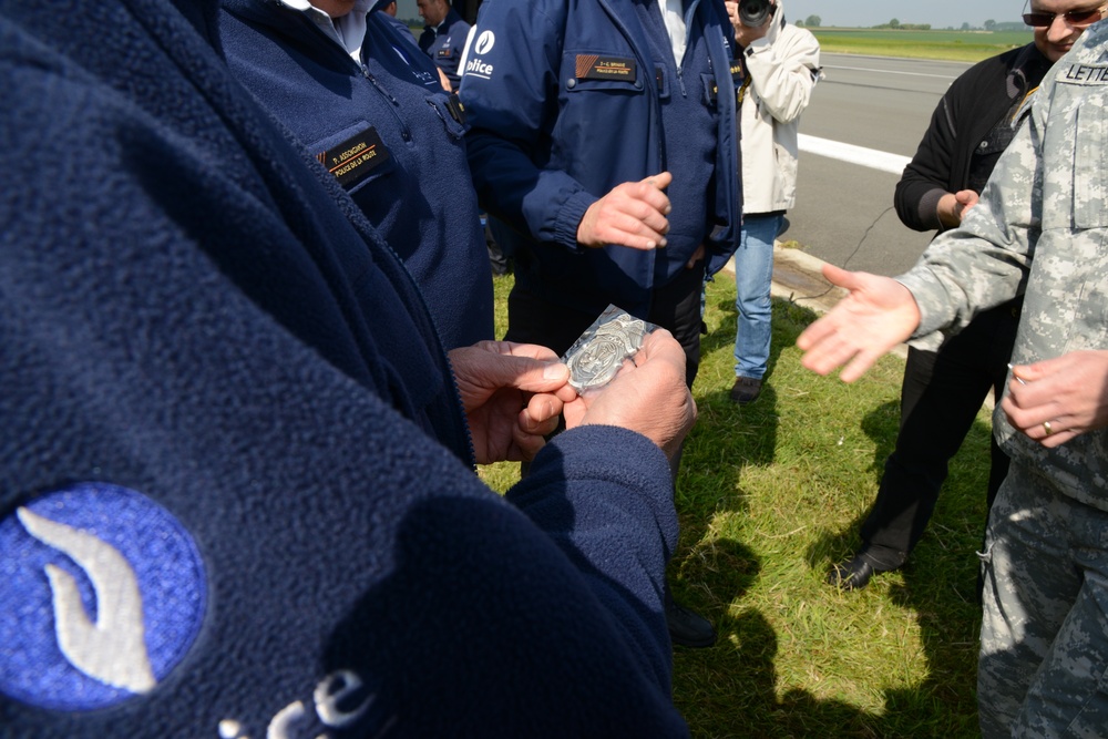 Belgian Police vehicles speed calibration on the airstrip of Chievres Air Base