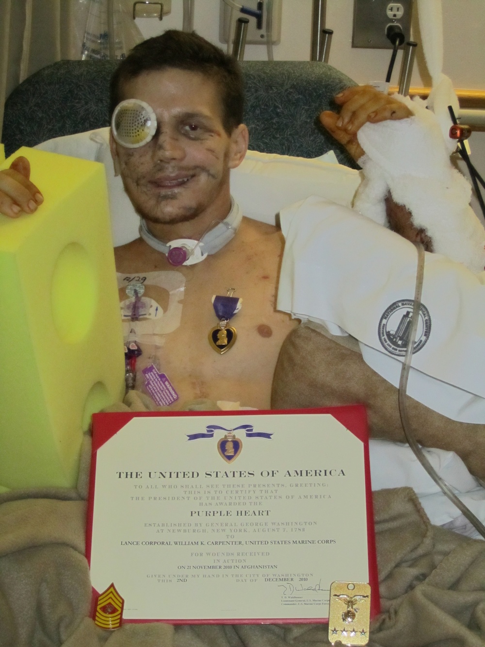 Lance Cpl. Kyle Carpenter receives Purple Heart Medal