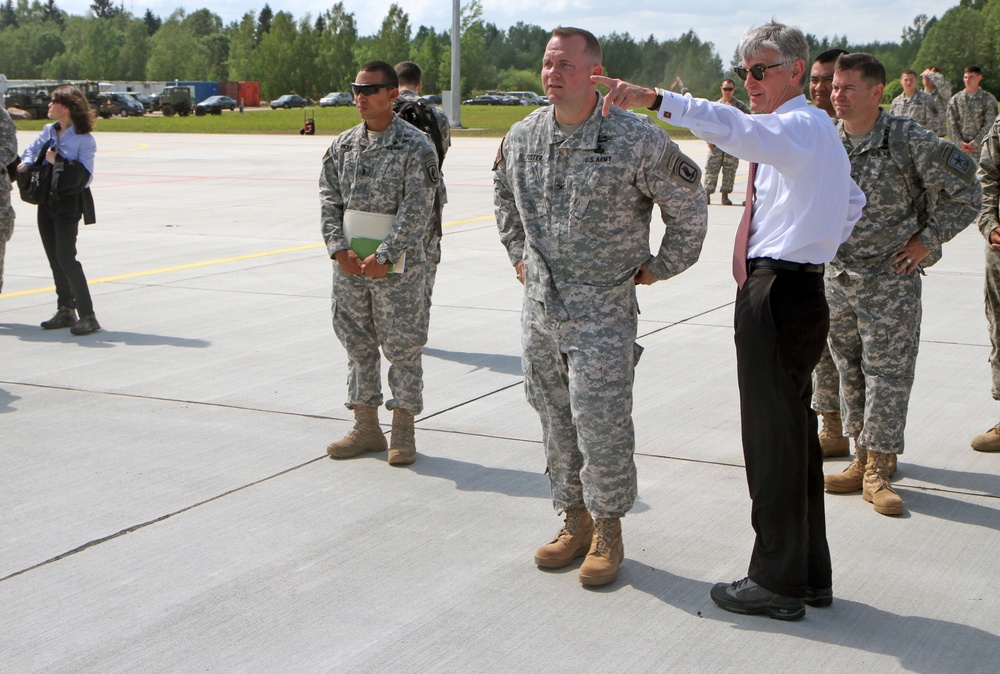 Secretary of the Army performs impromptu reenlistment in Latvia