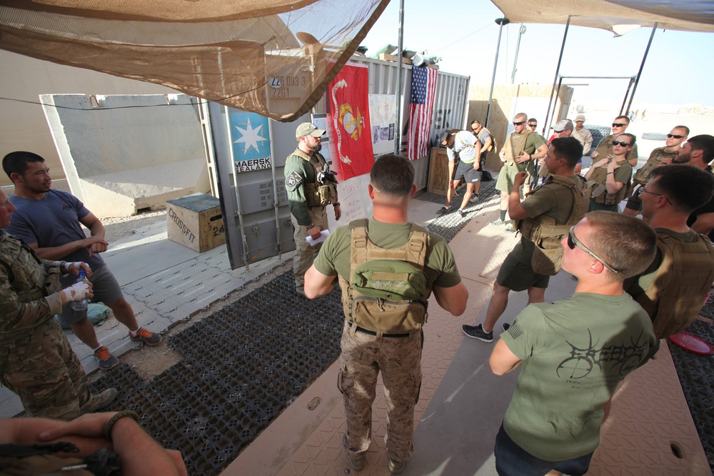 Deployed service members complete the “Murph” for Memorial Day