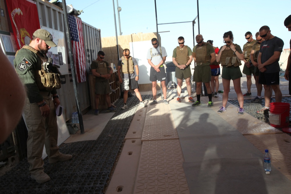 Deployed service members complete the “Murph” for Memorial Day