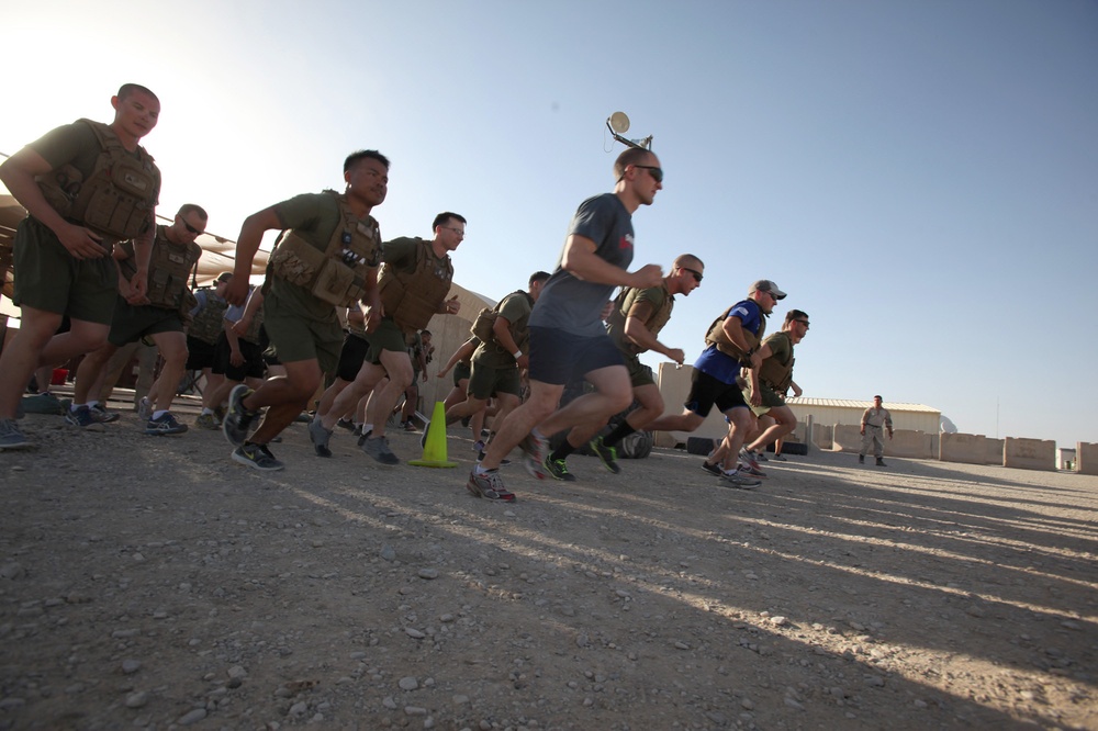 Deployed service members complete the “Murph” for Memorial Day