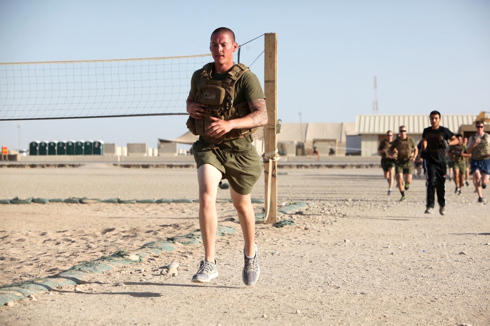 Deployed service members complete the “Murph” for Memorial Day