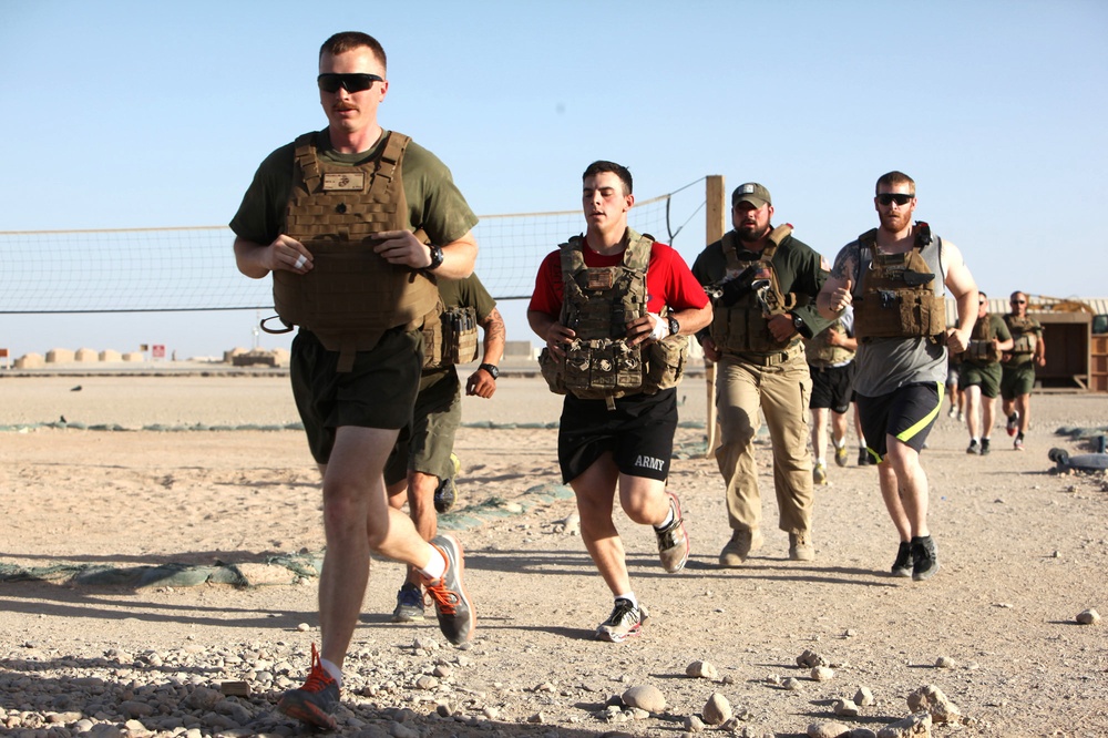 Deployed service members complete the “Murph” for Memorial Day