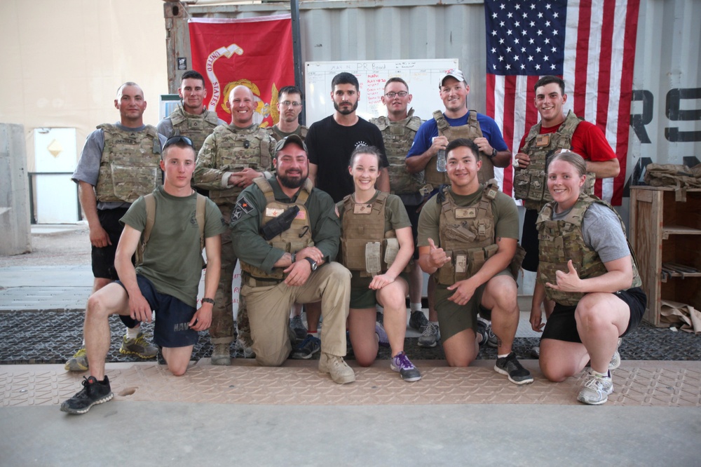 Deployed service members complete the “Murph” for Memorial Day