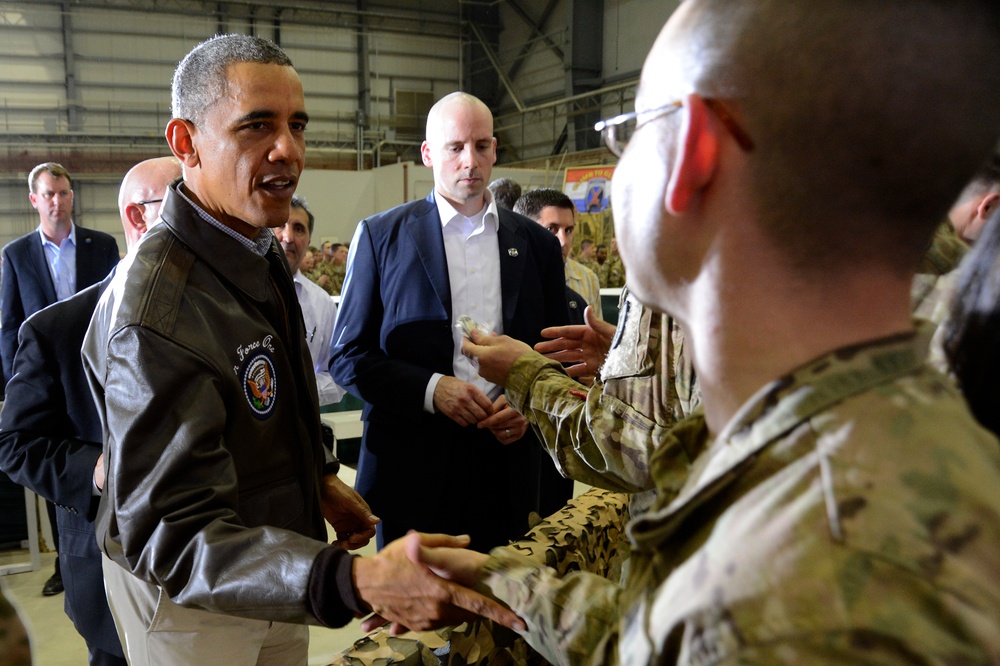 President Barack Obama and country singer Brad Paisley make a surprise visit to Afghanistan