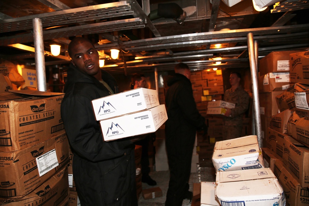 22nd MEU, USS Bataan conduct replenishment at sea
