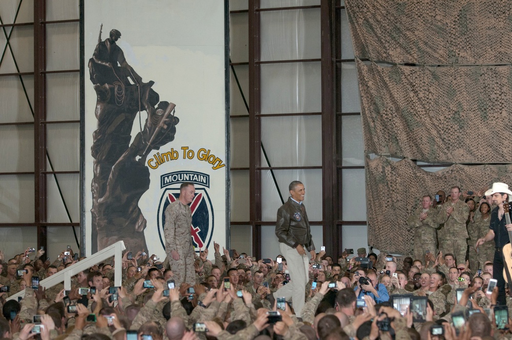 President Obama rallies deployed troops during Afghan visit
