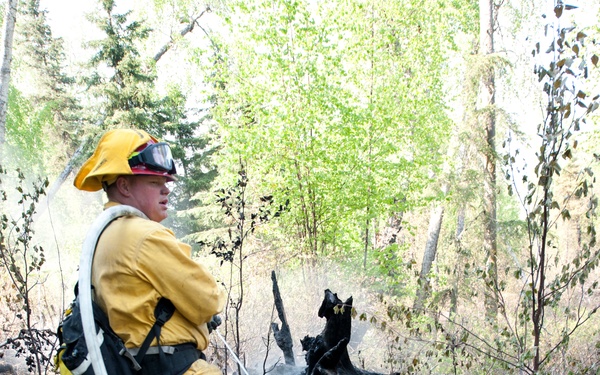 A wildfire flares up on JBER