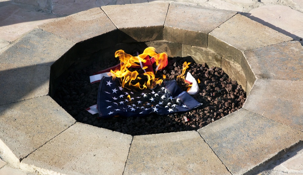 Boy Scout Dedicates Fire Pit for Flag Retirement