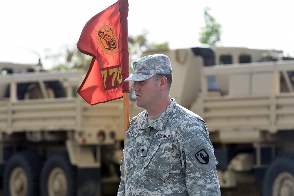770th Transportation Company arrives at training site