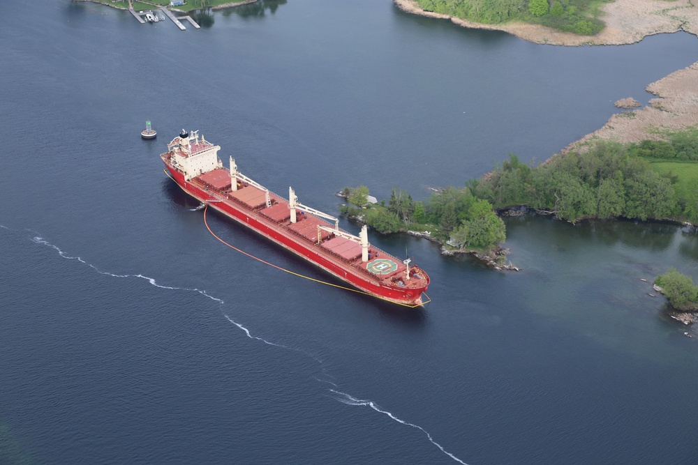 freighter aground in St. Lawrence Seaway
