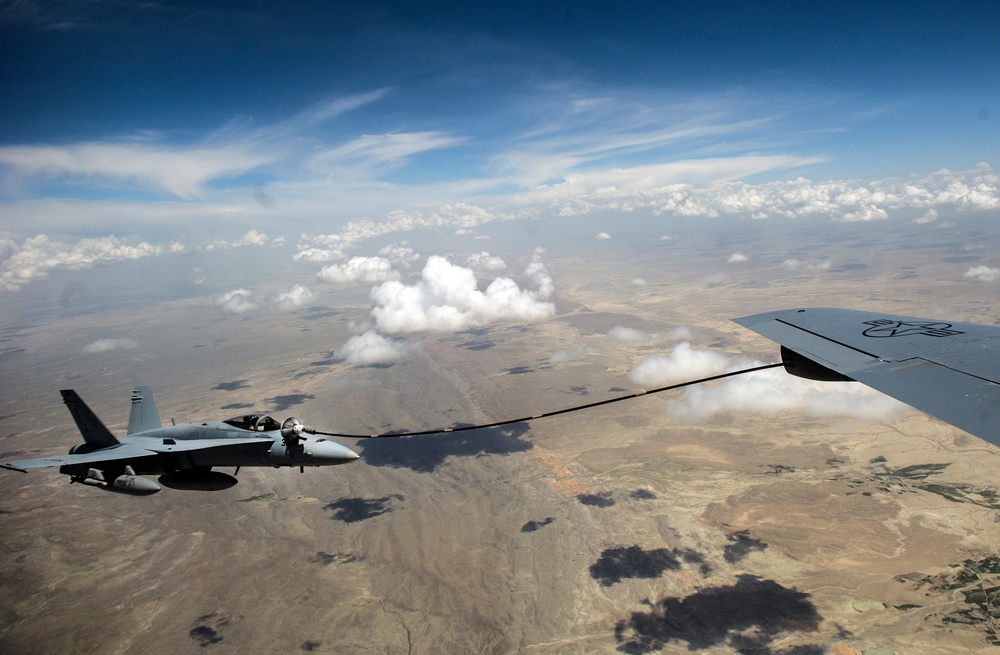 KC-135 refuels aircraft over Afghanistan