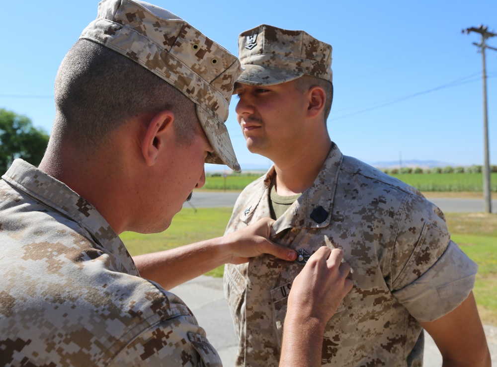 SP-MAGTF Crisis Response Corpsmen receive FMF insignia and promotion