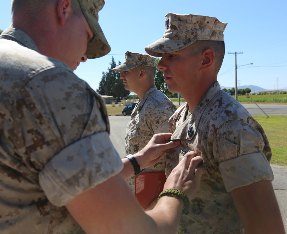 SP-MAGTF Crisis Response Corpsmen receive FMF insignia and promotion