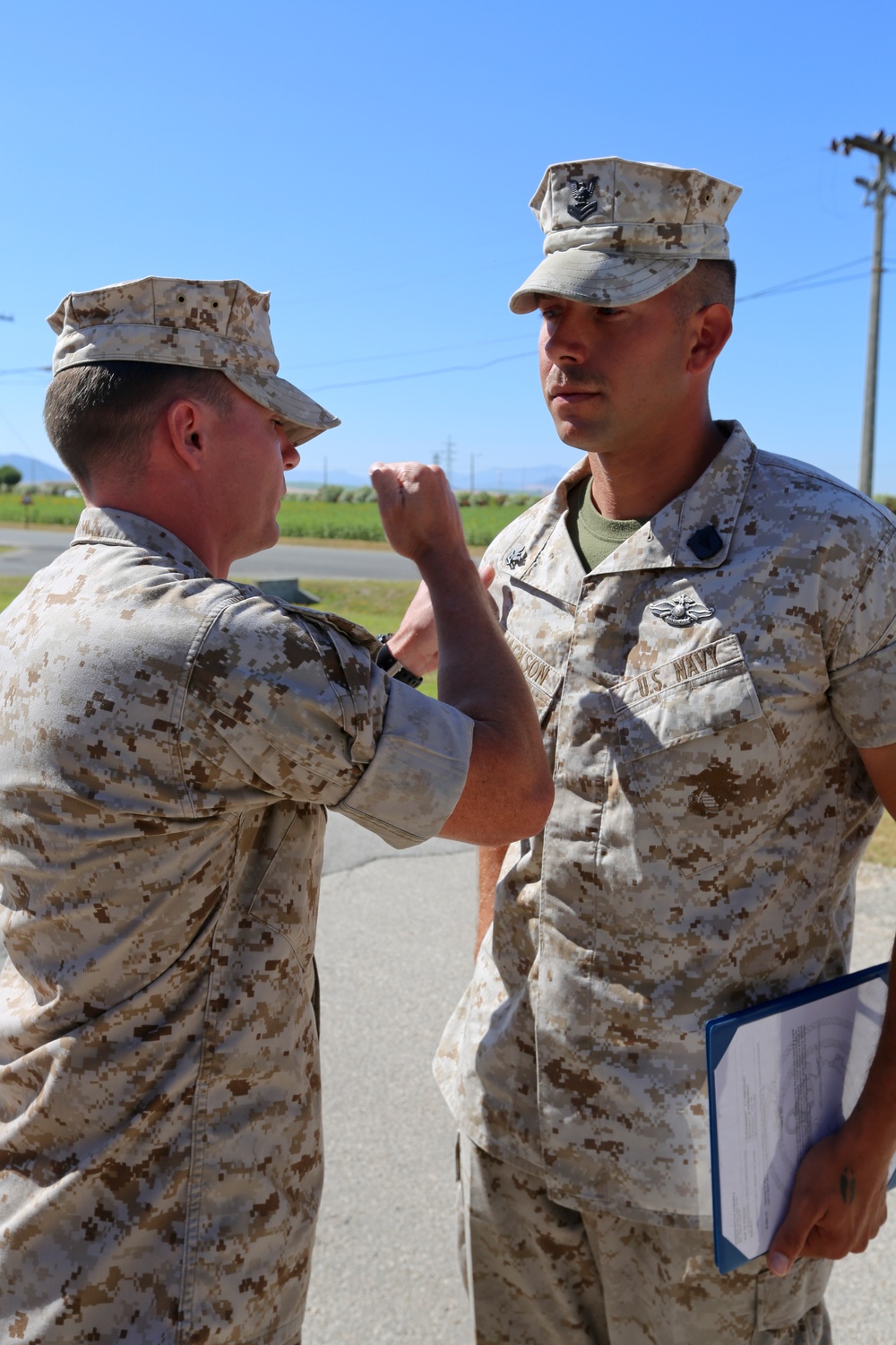 SP-MAGTF Crisis Response Corpsmen receive FMF insignia and promotion