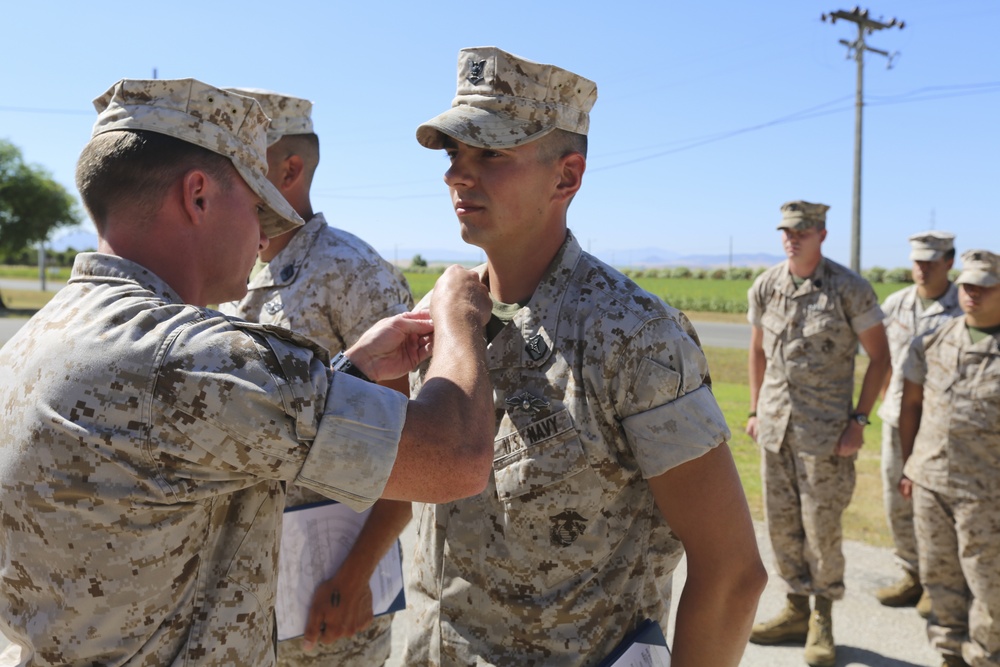 SP-MAGTF Crisis Response Corpsmen receive FMF insignia and promotion