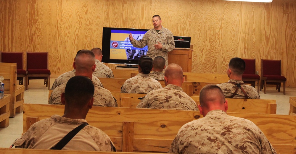 Marines increase stress awareness during stress mitigation training in Helmand province