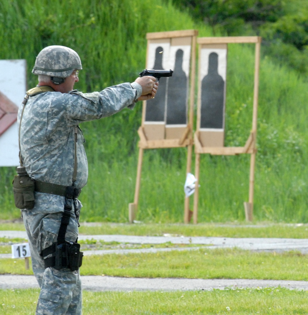 Retired New York National Guard NCO still participates in shooting match in which a trophy carries his name