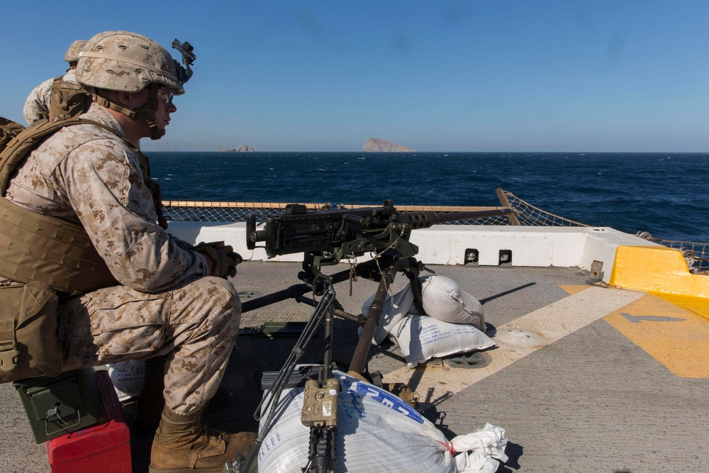Marines keep watch as Mesa Verde passes through Strait of Hormuz