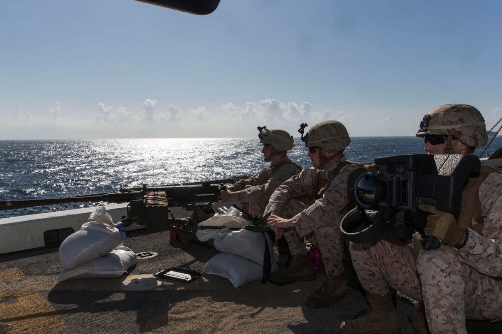 Marines keep watch as Mesa Verde passes through Strait of Hormuz