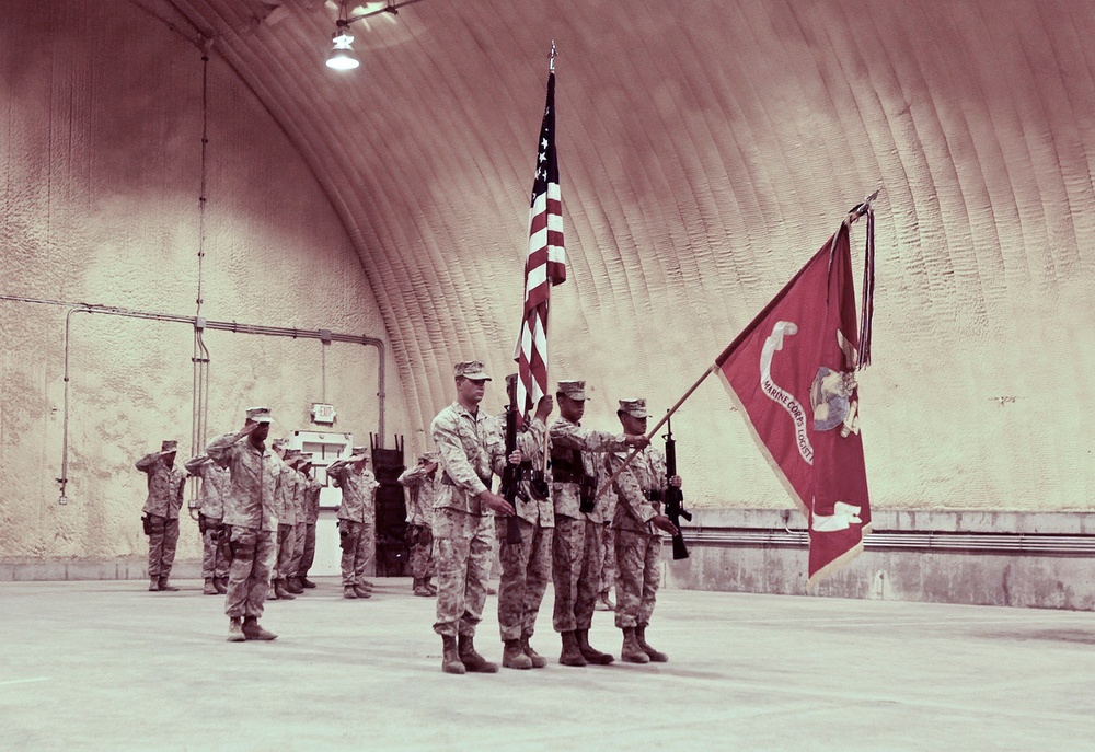 Logistics commands merge during ceremony aboard Camp Leatherneck