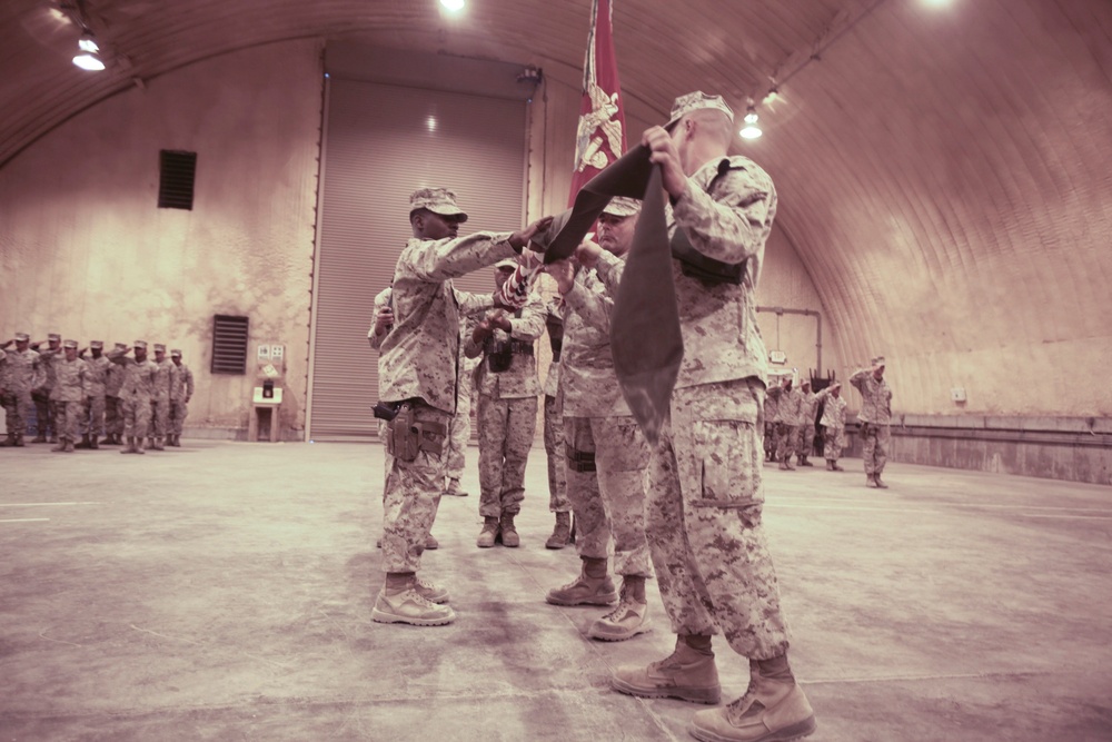 Logistics commands merge during ceremony aboard Camp Leatherneck