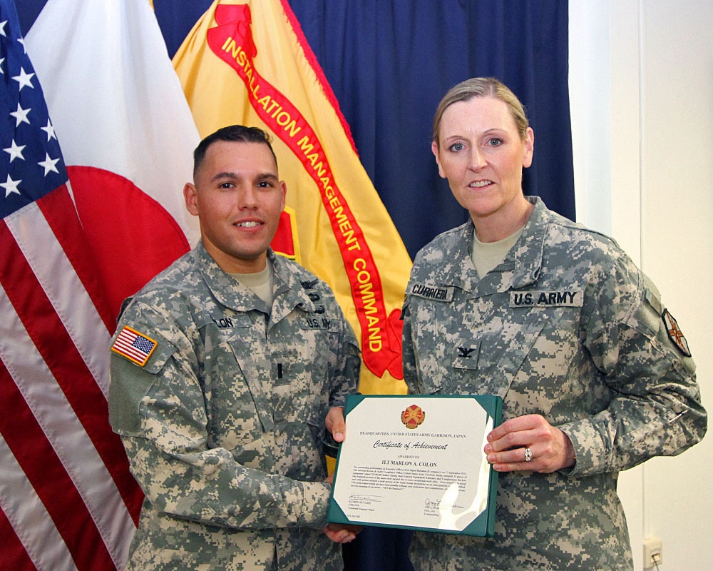 USAG-J Col. Joy Curriera visits USAG-O Torii Station, expresses gratitude to Soldiers